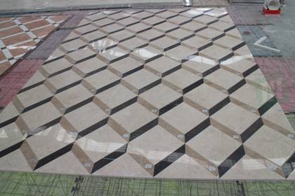 Patrón de medallón de piso de diseño de azulejos de mármol de chorro de